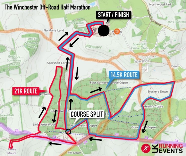 Winchester Off-Road Half Marathon Race Route 